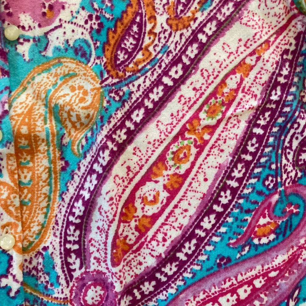 Ralph Lauren Sleeveless Midi Dress in Turquoise, Purple, Pink Paisley - Picture 4 of 4